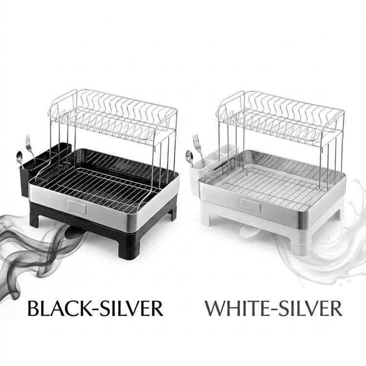 Black and white dish drying rack color options