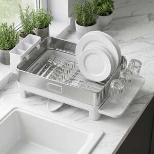 DISH DRYING RACK W/ DRAIN BOARD ASSORTED COLORS | PRIMO-P14DRS - Image 