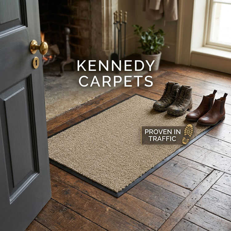 Kennedy Carpets beige entrance mat proven in traffic