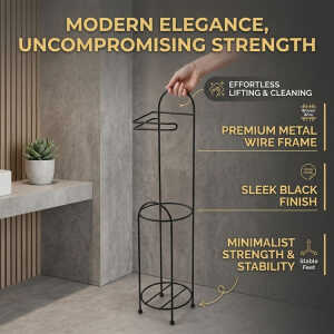 LOTUS FREESTANDING TOILET PAPER HOLDER STAND BLACK | PRIMO-P14TR18 - Image 