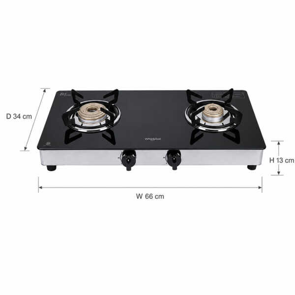 WHIRLPOOL 2 BURNER COOKTOP GAS ON GLASS | SUPREMO266CT - Image 