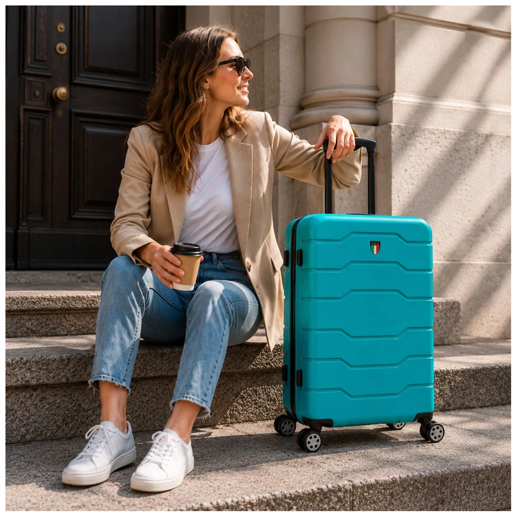 TUCCI Italy wheeled suitcase with organized packing compartments