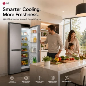 LG 23 CU.FT SBS W/ SMART INVERTER SS REFRIGERATOR | VS25BJNK - Image 
