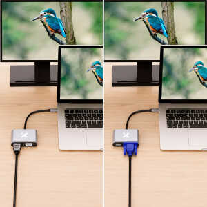 XTECH 2-in-1 USB-C to HDMI +VGA  MULTIPORT ADAPTER | XTC-542 - Image 