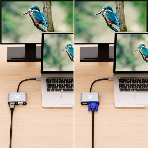 XTECH 2-in-1 USB-C to HDMI +VGA  MULTIPORT ADAPTER | XTC-542 - Image 