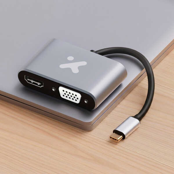 XTECH 2-in-1 USB-C to HDMI +VGA  MULTIPORT ADAPTER | XTC-542 - Image 